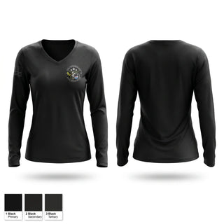 Womens Long Sleeve Vneck Shirt, SIU, Police, Teamtime, Team time, sublimation, custom sports apparel, team uniforms, spirit wear, spiritwear, sports uniforms, custom shirts, team store, custom team store, fundraiser sports, apparel fundraiser