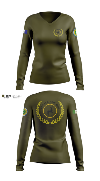 Womens Long Sleeve Vneck Shirt, Appala Republic, Army, Teamtime, Team time, sublimation, custom sports apparel, team uniforms, spirit wear, spiritwear, sports uniforms, custom shirts, team store, custom team store, fundraiser sports, apparel fundraiser