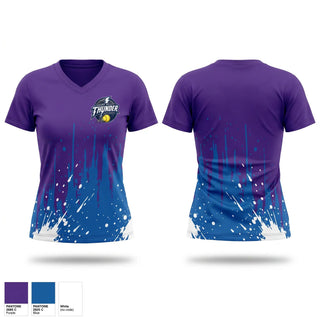 Womens Short Sleeve Vneck Shirt, Thunder, Softball, Teamtime, Team time, sublimation, custom sports apparel, team uniforms, spirit wear, spiritwear, sports uniforms, custom shirts, team store, custom team store, fundraiser sports, apparel fundraiser