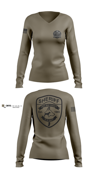 Womens Long Sleeve Vneck Shirt, CMCSO k9, Police, Teamtime, Team time, sublimation, custom sports apparel, team uniforms, spirit wear, spiritwear, sports uniforms, custom shirts, team store, custom team store, fundraiser sports, apparel fundraiser
