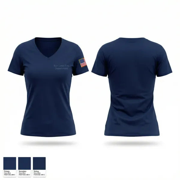 Womens Short Sleeve Vneck Shirt, San Leon Fire Department, Fire Department, Teamtime, Team time, sublimation, custom sports apparel, team uniforms, spirit wear, spiritwear, sports uniforms, custom shirts, team store, custom team store, fundraiser sports, apparel fundraiser