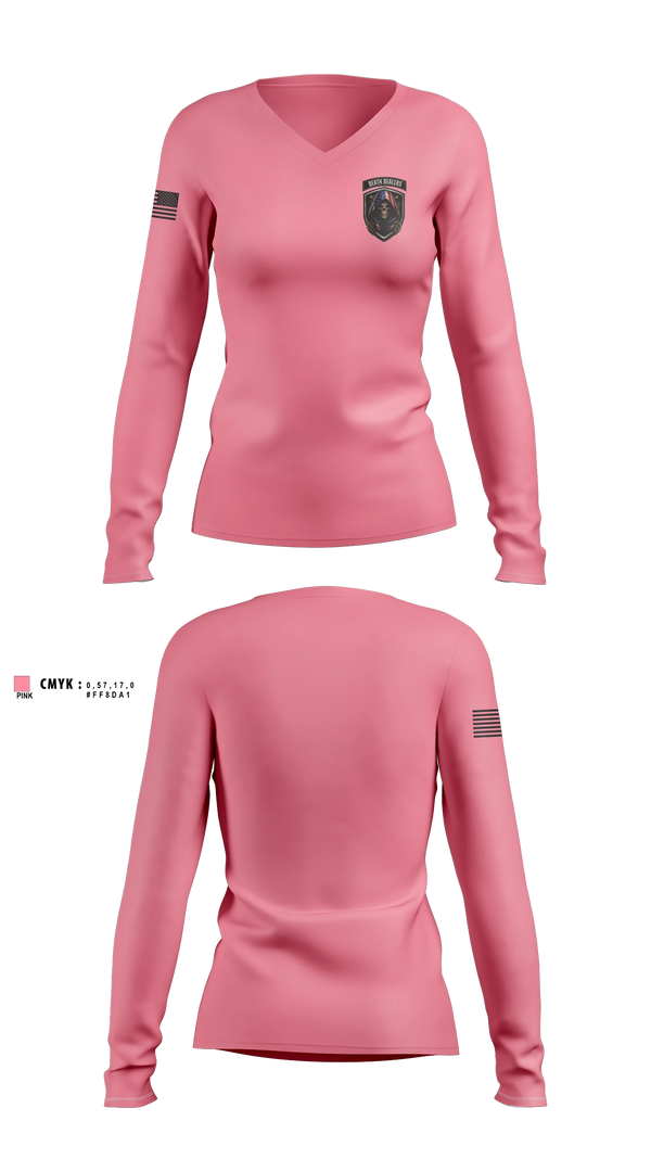 Womens Long Sleeve Vneck Shirt, Death DealersDeath Dealers Airsoft, Spirit Store, Teamtime, Team time, sublimation, custom sports apparel, team uniforms, spirit wear, spiritwear, sports uniforms, custom shirts, team store, custom team store, fundraiser sports, apparel fundraiser