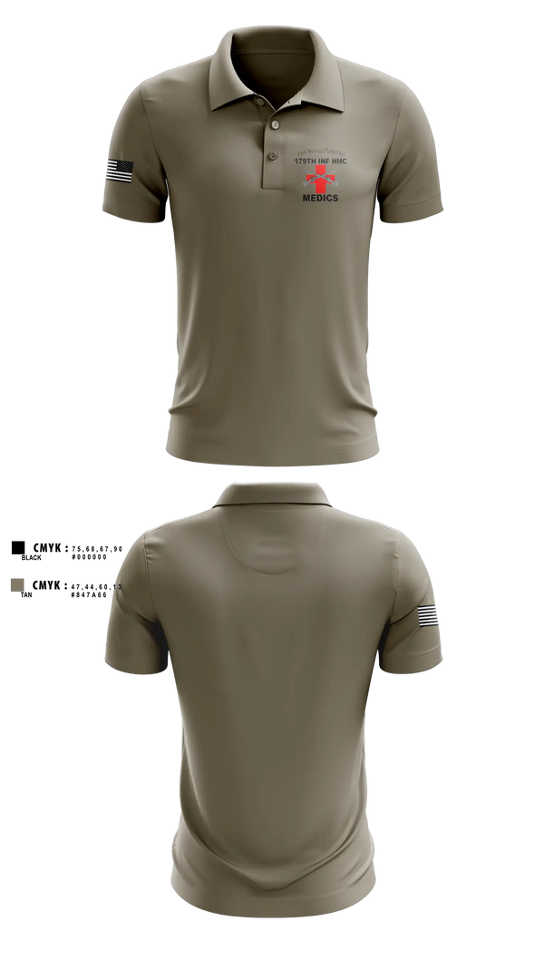 Long Sleeve Performance Polo, 179 HHC Medics, National Guard, Teamtime, Team time, sublimation, custom sports apparel, team uniforms, spirit wear, spiritwear, sports uniforms, custom shirts, team store, custom team store, fundraiser sports, apparel fundraiser