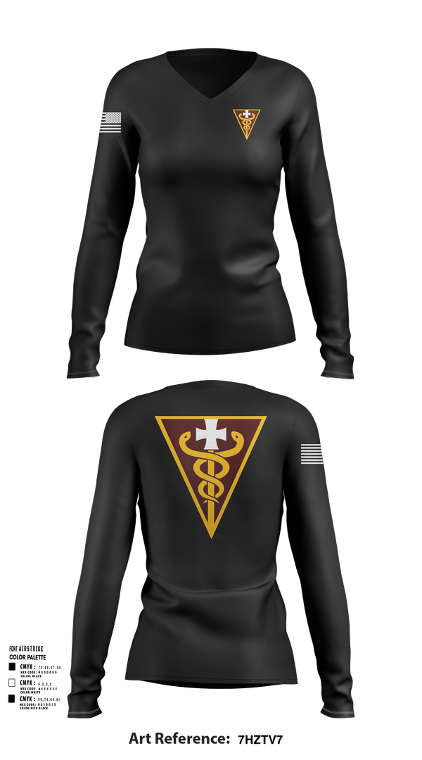 Womens Long Sleeve Vneck Shirt, 3D THEATER MEDICAL COMMAND, , Teamtime, Team time, sublimation, custom sports apparel, team uniforms, spirit wear, spiritwear, sports uniforms, custom shirts, team store, custom team store, fundraiser sports, apparel fundraiser