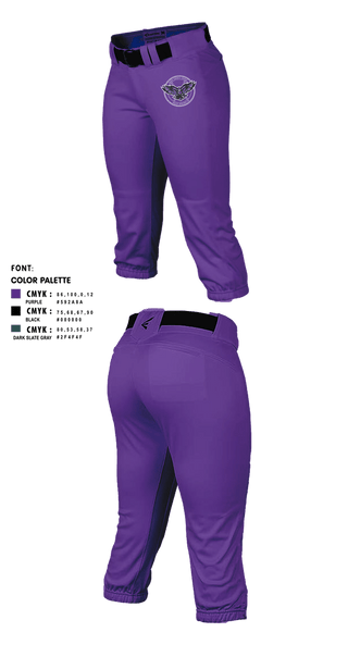 Softball Pants, Wake County Crows, Softball, Teamtime, Team time, sublimation, custom sports apparel, team uniforms, spirit wear, spiritwear, sports uniforms, custom shirts, team store, custom team store, fundraiser sports, apparel fundraiser