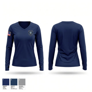 Womens Long Sleeve Vneck Shirt, Leesville Police Department, Police, Teamtime, Team time, sublimation, custom sports apparel, team uniforms, spirit wear, spiritwear, sports uniforms, custom shirts, team store, custom team store, fundraiser sports, apparel fundraiser
