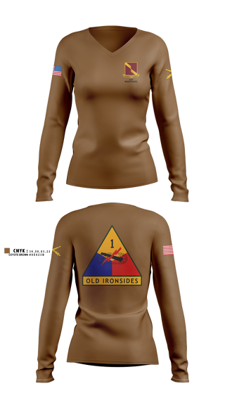 Womens Long Sleeve Vneck Shirt, 4-27 Fa, Army, Teamtime, Team time, sublimation, custom sports apparel, team uniforms, spirit wear, spiritwear, sports uniforms, custom shirts, team store, custom team store, fundraiser sports, apparel fundraiser