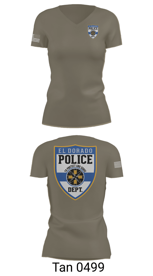 Womens Short Sleeve Vneck Shirt, El dorado Police Department, Police, Teamtime, Team time, sublimation, custom sports apparel, team uniforms, spirit wear, spiritwear, sports uniforms, custom shirts, team store, custom team store, fundraiser sports, apparel fundraiser
