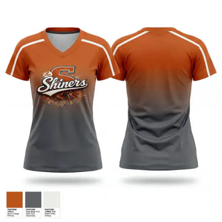 Womens Short Sleeve Vneck Shirt, The Shiners, Softball, Teamtime, Team time, sublimation, custom sports apparel, team uniforms, spirit wear, spiritwear, sports uniforms, custom shirts, team store, custom team store, fundraiser sports, apparel fundraiser