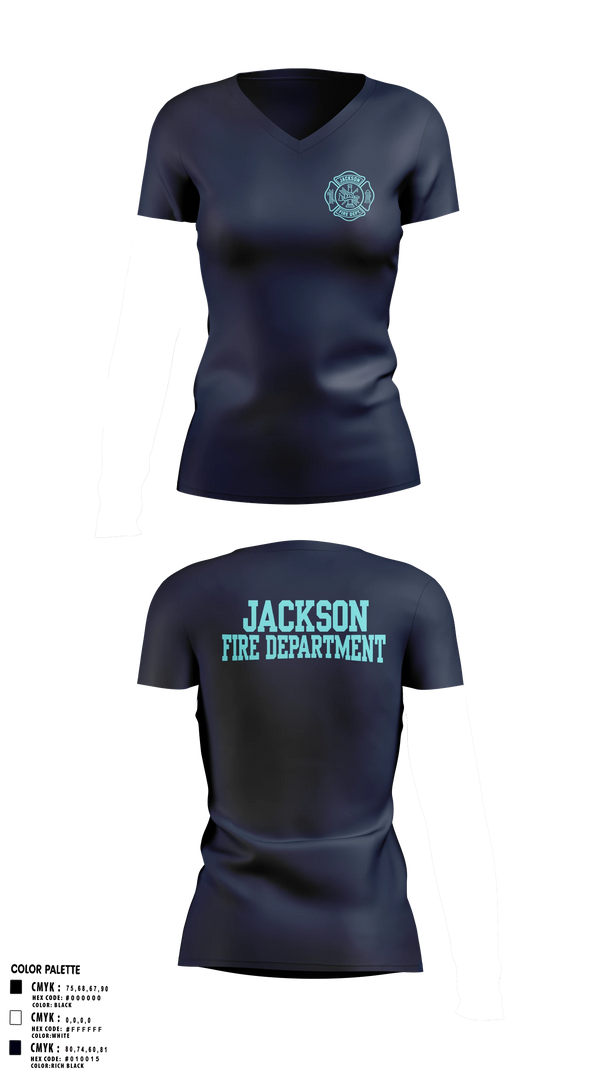 Womens Short Sleeve Vneck Shirt, Jackson Fire Department, Fire Department, Teamtime, Team time, sublimation, custom sports apparel, team uniforms, spirit wear, spiritwear, sports uniforms, custom shirts, team store, custom team store, fundraiser sports, apparel fundraiser