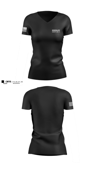 Womens Short Sleeve Vneck Shirt, Gonzales County ESD #1, EMS/EMT, Teamtime, Team time, sublimation, custom sports apparel, team uniforms, spirit wear, spiritwear, sports uniforms, custom shirts, team store, custom team store, fundraiser sports, apparel fundraiser