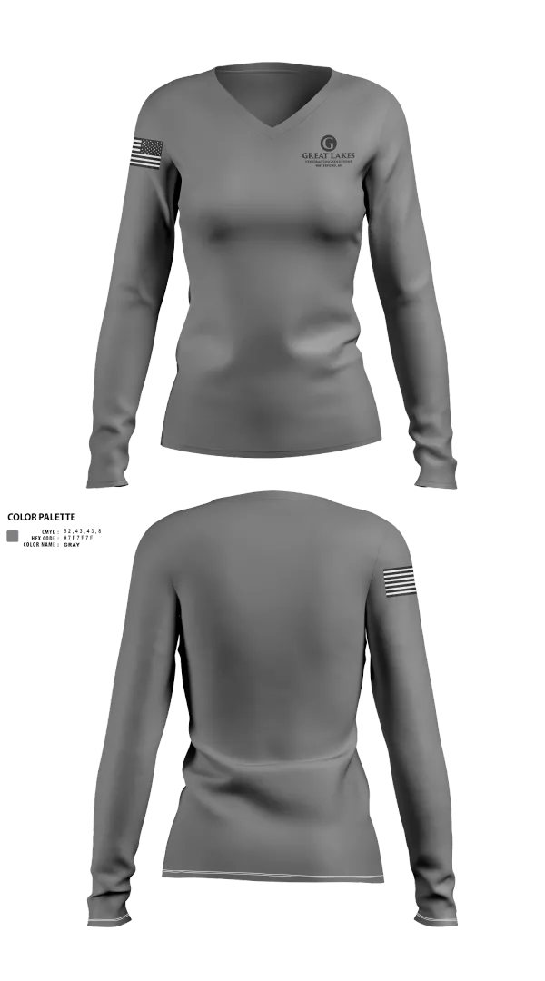 Womens Long Sleeve Vneck Shirt, Great Lakes Contracting Solutions LLC, , Teamtime, Team time, sublimation, custom sports apparel, team uniforms, spirit wear, spiritwear, sports uniforms, custom shirts, team store, custom team store, fundraiser sports, apparel fundraiser