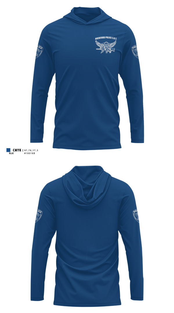 Long Sleeve Performance Shirt with hood, Rockford Police S.R.T., Police, Teamtime, Team time, sublimation, custom sports apparel, team uniforms, spirit wear, spiritwear, sports uniforms, custom shirts, team store, custom team store, fundraiser sports, apparel fundraiser