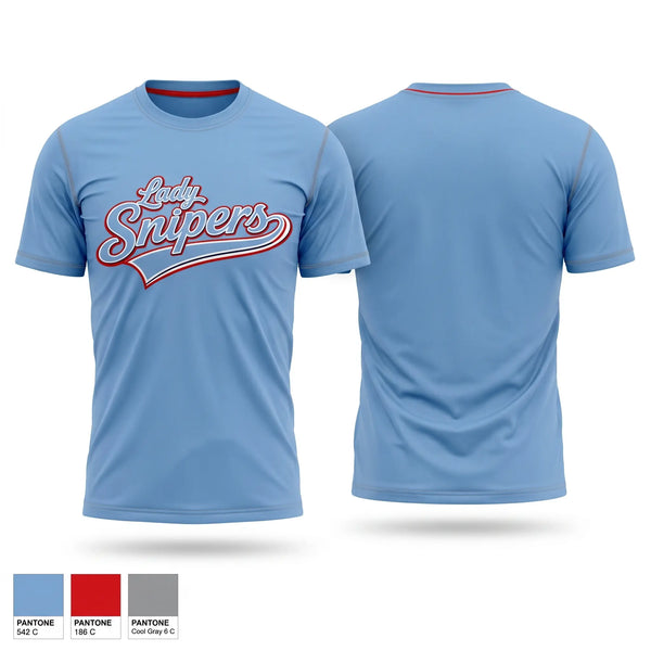 Short Sleeve Performance Shirt, Lady Snipers, Softball, Teamtime, Team time, sublimation, custom sports apparel, team uniforms, spirit wear, spiritwear, sports uniforms, custom shirts, team store, custom team store, fundraiser sports, apparel fundraiser
