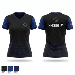 Womens Short Sleeve Vneck Shirt, Sahara Global Security, Police, Teamtime, Team time, sublimation, custom sports apparel, team uniforms, spirit wear, spiritwear, sports uniforms, custom shirts, team store, custom team store, fundraiser sports, apparel fundraiser