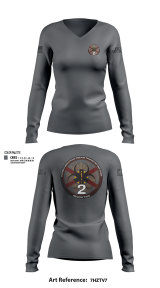 Womens Long Sleeve Vneck Shirt, FIDTN Region 2, EMS/EMT, Teamtime, Team time, sublimation, custom sports apparel, team uniforms, spirit wear, spiritwear, sports uniforms, custom shirts, team store, custom team store, fundraiser sports, apparel fundraiser