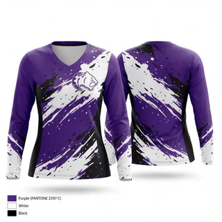 Womens Long Sleeve Vneck Shirt, Prattville Christian Academy Track & Field, Track & Field, Teamtime, Team time, sublimation, custom sports apparel, team uniforms, spirit wear, spiritwear, sports uniforms, custom shirts, team store, custom team store, fundraiser sports, apparel fundraiser