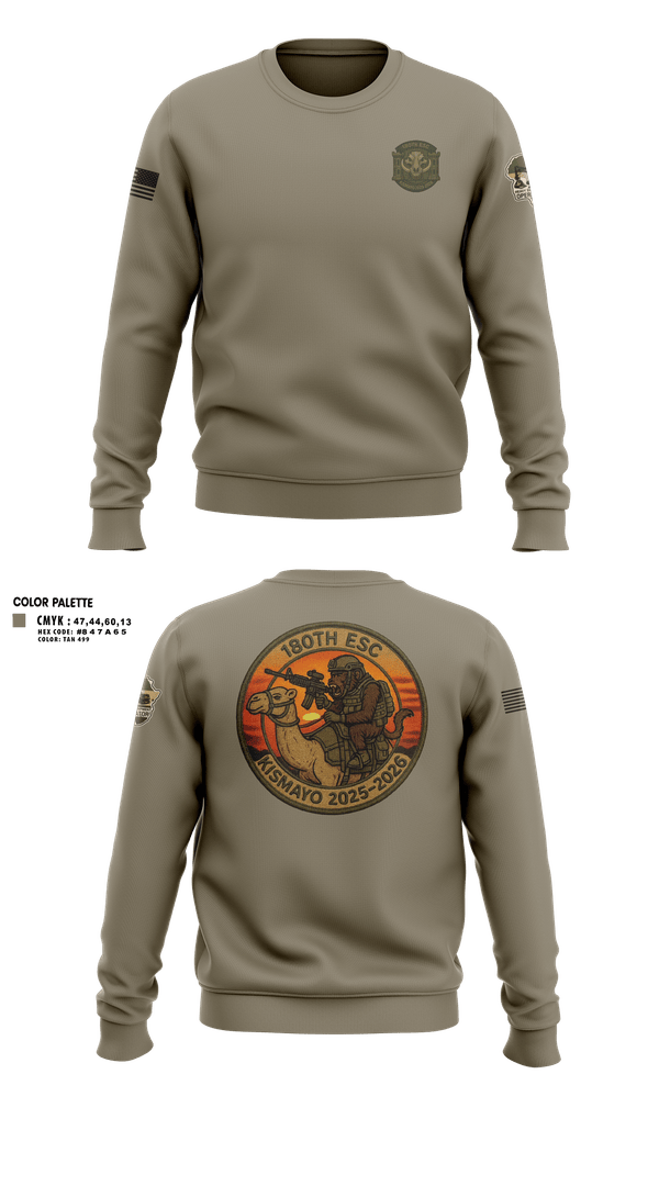 Crew Neck Sweatshirt, 180th ESC Kismayo, Army, Teamtime, Team time, sublimation, custom sports apparel, team uniforms, spirit wear, spiritwear, sports uniforms, custom shirts, team store, custom team store, fundraiser sports, apparel fundraiser