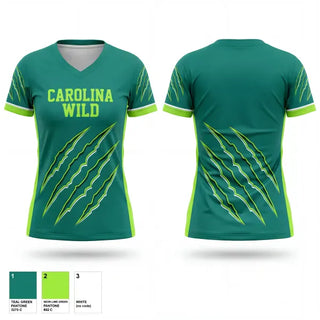 Womens Short Sleeve Vneck Shirt, Carolina Wild, Softball, Teamtime, Team time, sublimation, custom sports apparel, team uniforms, spirit wear, spiritwear, sports uniforms, custom shirts, team store, custom team store, fundraiser sports, apparel fundraiser