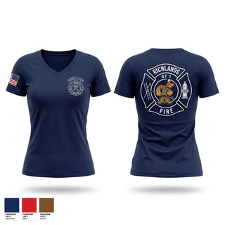 Womens Short Sleeve Vneck Shirt, Richlands fire and rescue, Fire Department, Teamtime, Team time, sublimation, custom sports apparel, team uniforms, spirit wear, spiritwear, sports uniforms, custom shirts, team store, custom team store, fundraiser sports, apparel fundraiser