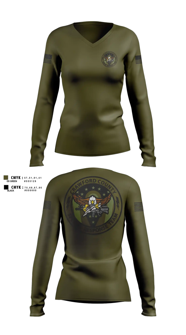 Womens Long Sleeve Vneck Shirt, Crawford County Special Response Team, Police, Teamtime, Team time, sublimation, custom sports apparel, team uniforms, spirit wear, spiritwear, sports uniforms, custom shirts, team store, custom team store, fundraiser sports, apparel fundraiser