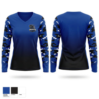 Womens Long Sleeve Vneck Shirt, Panthers, , Teamtime, Team time, sublimation, custom sports apparel, team uniforms, spirit wear, spiritwear, sports uniforms, custom shirts, team store, custom team store, fundraiser sports, apparel fundraiser