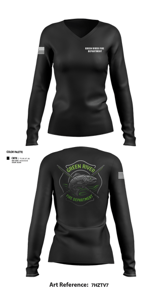 Womens Long Sleeve Vneck Shirt, Green River Fire Department, Fire Department, Teamtime, Team time, sublimation, custom sports apparel, team uniforms, spirit wear, spiritwear, sports uniforms, custom shirts, team store, custom team store, fundraiser sports, apparel fundraiser