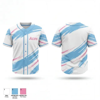 Full Button Baseball Jersey, Aces, Baseball, Teamtime, Team time, sublimation, custom sports apparel, team uniforms, spirit wear, spiritwear, sports uniforms, custom shirts, team store, custom team store, fundraiser sports, apparel fundraiser