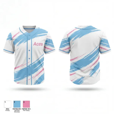 Full Button Baseball Jersey, Aces, Baseball, Teamtime, Team time, sublimation, custom sports apparel, team uniforms, spirit wear, spiritwear, sports uniforms, custom shirts, team store, custom team store, fundraiser sports, apparel fundraiser