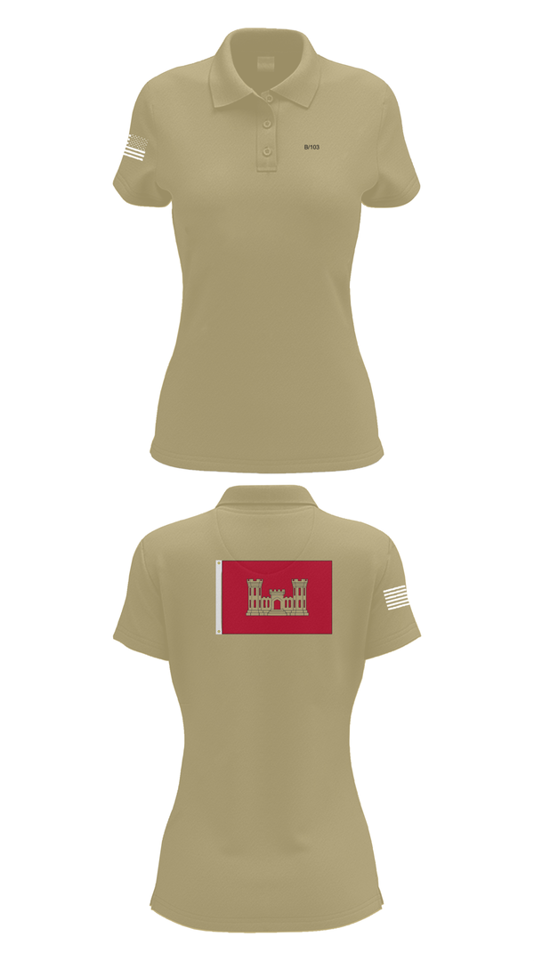 Womens Short Sleeve Performance Polo, B 103 EN BN, National Guard, Teamtime, Team time, sublimation, custom sports apparel, team uniforms, spirit wear, spiritwear, sports uniforms, custom shirts, team store, custom team store, fundraiser sports, apparel fundraiser