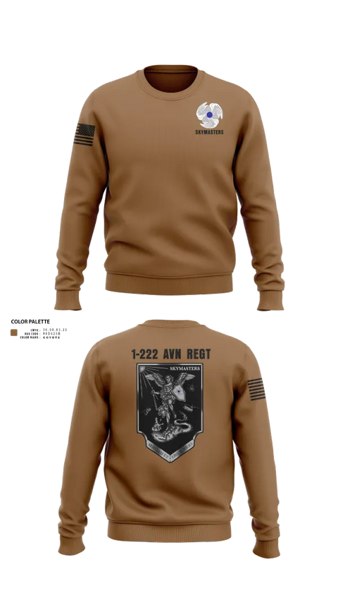 Crew Neck Sweatshirt, 1-222 Aviaition Regiment, Army, Teamtime, Team time, sublimation, custom sports apparel, team uniforms, spirit wear, spiritwear, sports uniforms, custom shirts, team store, custom team store, fundraiser sports, apparel fundraiser