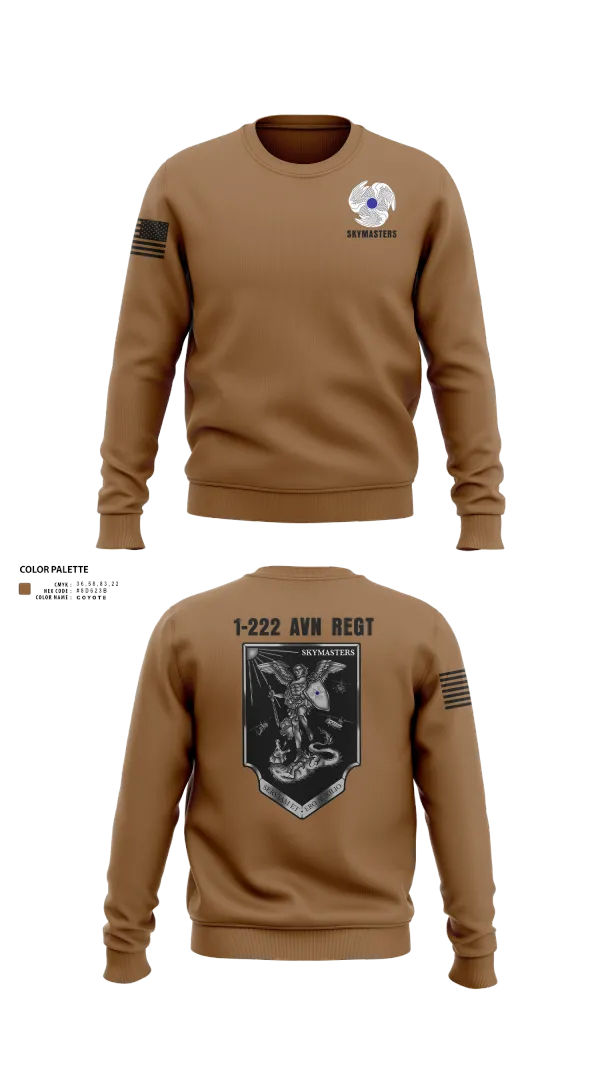 Crew Neck Sweatshirt, 1-222 Aviaition Regiment, Army, Teamtime, Team time, sublimation, custom sports apparel, team uniforms, spirit wear, spiritwear, sports uniforms, custom shirts, team store, custom team store, fundraiser sports, apparel fundraiser