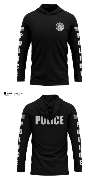 Long Sleeve hooded sunshirt, Fort Walton Beach Police Department, Police, Teamtime, Team time, sublimation, custom sports apparel, team uniforms, spirit wear, spiritwear, sports uniforms, custom shirts, team store, custom team store, fundraiser sports, apparel fundraiser