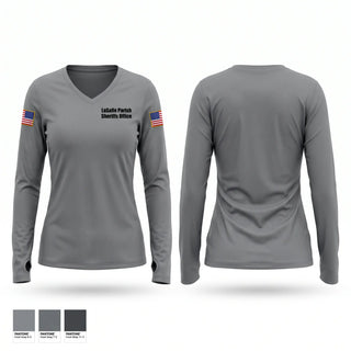 Womens Long Sleeve Vneck Shirt, LaSalle Parish Sheriff’s Office, Police, Teamtime, Team time, sublimation, custom sports apparel, team uniforms, spirit wear, spiritwear, sports uniforms, custom shirts, team store, custom team store, fundraiser sports, apparel fundraiser