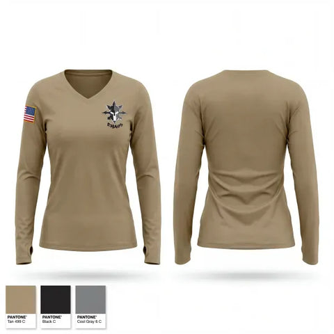 Womens Long Sleeve Vneck Shirt, C Co. 2-153rd Infantry, National Guard, Teamtime, Team time, sublimation, custom sports apparel, team uniforms, spirit wear, spiritwear, sports uniforms, custom shirts, team store, custom team store, fundraiser sports, apparel fundraiser