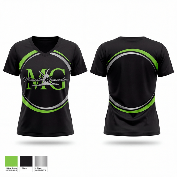 Womens Short Sleeve Vneck Shirt, Momentum Gymnastics, Cheer, Teamtime, Team time, sublimation, custom sports apparel, team uniforms, spirit wear, spiritwear, sports uniforms, custom shirts, team store, custom team store, fundraiser sports, apparel fundraiser