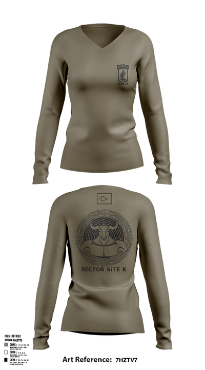 173RD SECFOR OAS IX 9040611 Women's Long Sleeve V-neck Shirt - 23