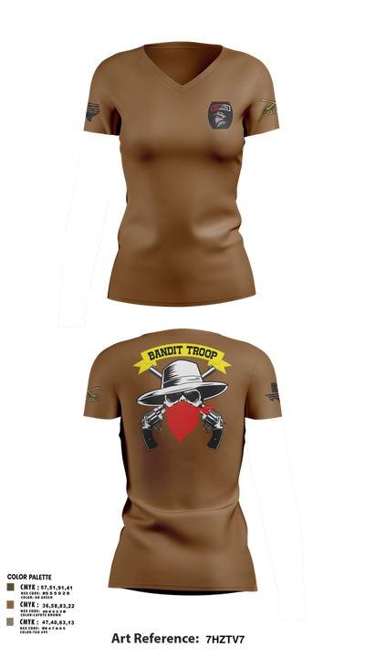 6-9 bandit troop 89460450 Women's Short Sleeve V-neck Shirt - 2