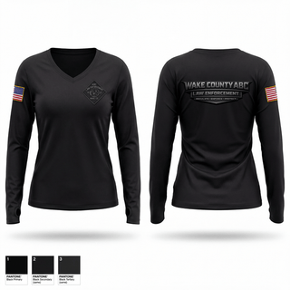 Womens Long Sleeve Vneck Shirt, Wake County ABC, Police, Teamtime, Team time, sublimation, custom sports apparel, team uniforms, spirit wear, spiritwear, sports uniforms, custom shirts, team store, custom team store, fundraiser sports, apparel fundraiser