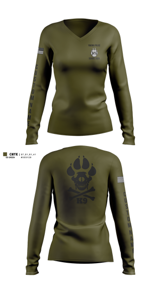 Womens Long Sleeve Vneck Shirt, Yakima Police Department K9 School, Police, Teamtime, Team time, sublimation, custom sports apparel, team uniforms, spirit wear, spiritwear, sports uniforms, custom shirts, team store, custom team store, fundraiser sports, apparel fundraiser