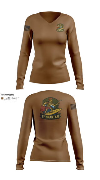 Womens Long Sleeve Vneck Shirt, Task Force Spartan, , Teamtime, Team time, sublimation, custom sports apparel, team uniforms, spirit wear, spiritwear, sports uniforms, custom shirts, team store, custom team store, fundraiser sports, apparel fundraiser