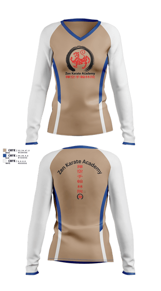 Womens Long Sleeve Vneck Shirt, Zen Karate Academy, , Teamtime, Team time, sublimation, custom sports apparel, team uniforms, spirit wear, spiritwear, sports uniforms, custom shirts, team store, custom team store, fundraiser sports, apparel fundraiser