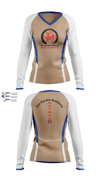 Zen Karate Academy 21177125 Women's Long Sleeve V-neck Shirt - 1