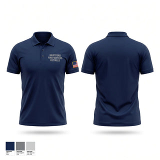 Short Sleeve Performance Polo, Hartford Firefighters Retirees, Fire Department, Teamtime, Team time, sublimation, custom sports apparel, team uniforms, spirit wear, spiritwear, sports uniforms, custom shirts, team store, custom team store, fundraiser sports, apparel fundraiser