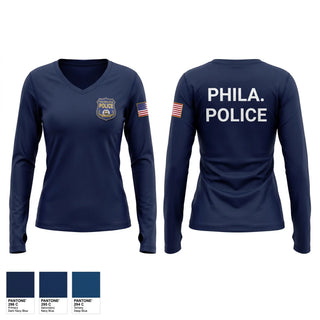 Womens Long Sleeve Vneck Shirt, Philadelphia police, Police, Teamtime, Team time, sublimation, custom sports apparel, team uniforms, spirit wear, spiritwear, sports uniforms, custom shirts, team store, custom team store, fundraiser sports, apparel fundraiser