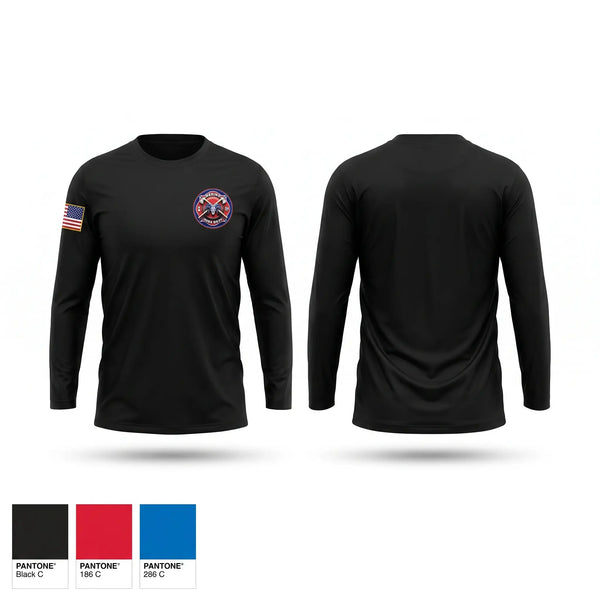 Long Sleeve Performance Shirt, Merino Volunteer Fire Department, Fire Department, Teamtime, Team time, sublimation, custom sports apparel, team uniforms, spirit wear, spiritwear, sports uniforms, custom shirts, team store, custom team store, fundraiser sports, apparel fundraiser