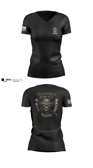 Womens Short Sleeve Vneck Shirt, Roanoke SWAT, Police, Teamtime, Team time, sublimation, custom sports apparel, team uniforms, spirit wear, spiritwear, sports uniforms, custom shirts, team store, custom team store, fundraiser sports, apparel fundraiser