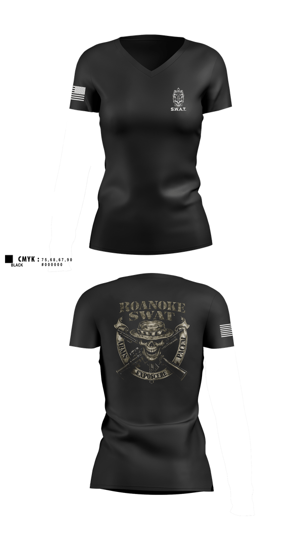 Womens Short Sleeve Vneck Shirt, Roanoke SWAT, Police, Teamtime, Team time, sublimation, custom sports apparel, team uniforms, spirit wear, spiritwear, sports uniforms, custom shirts, team store, custom team store, fundraiser sports, apparel fundraiser