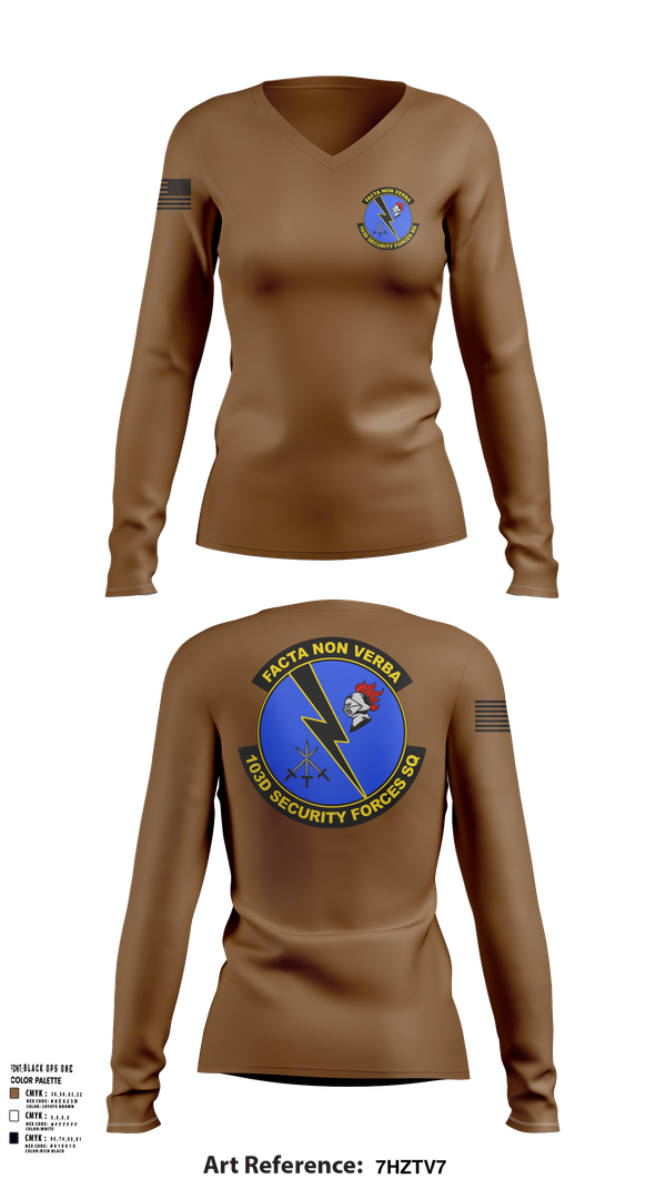 Womens Long Sleeve Vneck Shirt, 103d SECURITY FORCES SQUADRON, , Teamtime, Team time, sublimation, custom sports apparel, team uniforms, spirit wear, spiritwear, sports uniforms, custom shirts, team store, custom team store, fundraiser sports, apparel fundraiser