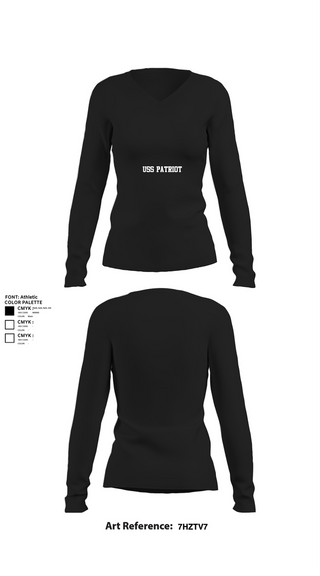 Womens Long Sleeve Vneck Shirt, USS PATRIOT, Navy, Teamtime, Team time, sublimation, custom sports apparel, team uniforms, spirit wear, spiritwear, sports uniforms, custom shirts, team store, custom team store, fundraiser sports, apparel fundraiser